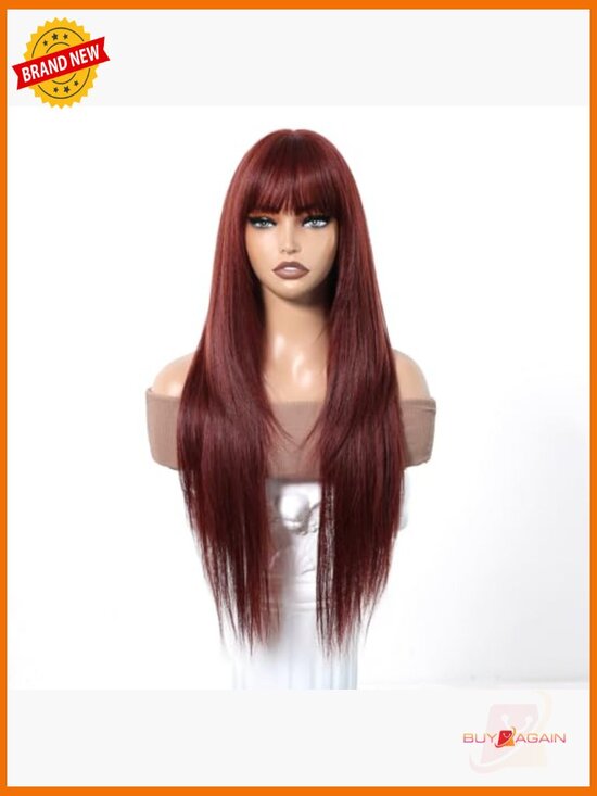 100% Human Hair Wig Long Straight Layered Lightweight Comfortable main image 6